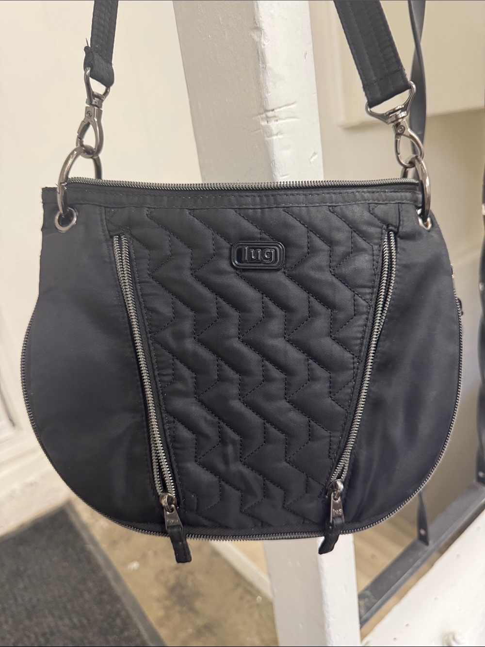 lug Black Quilted Crossbody Bag